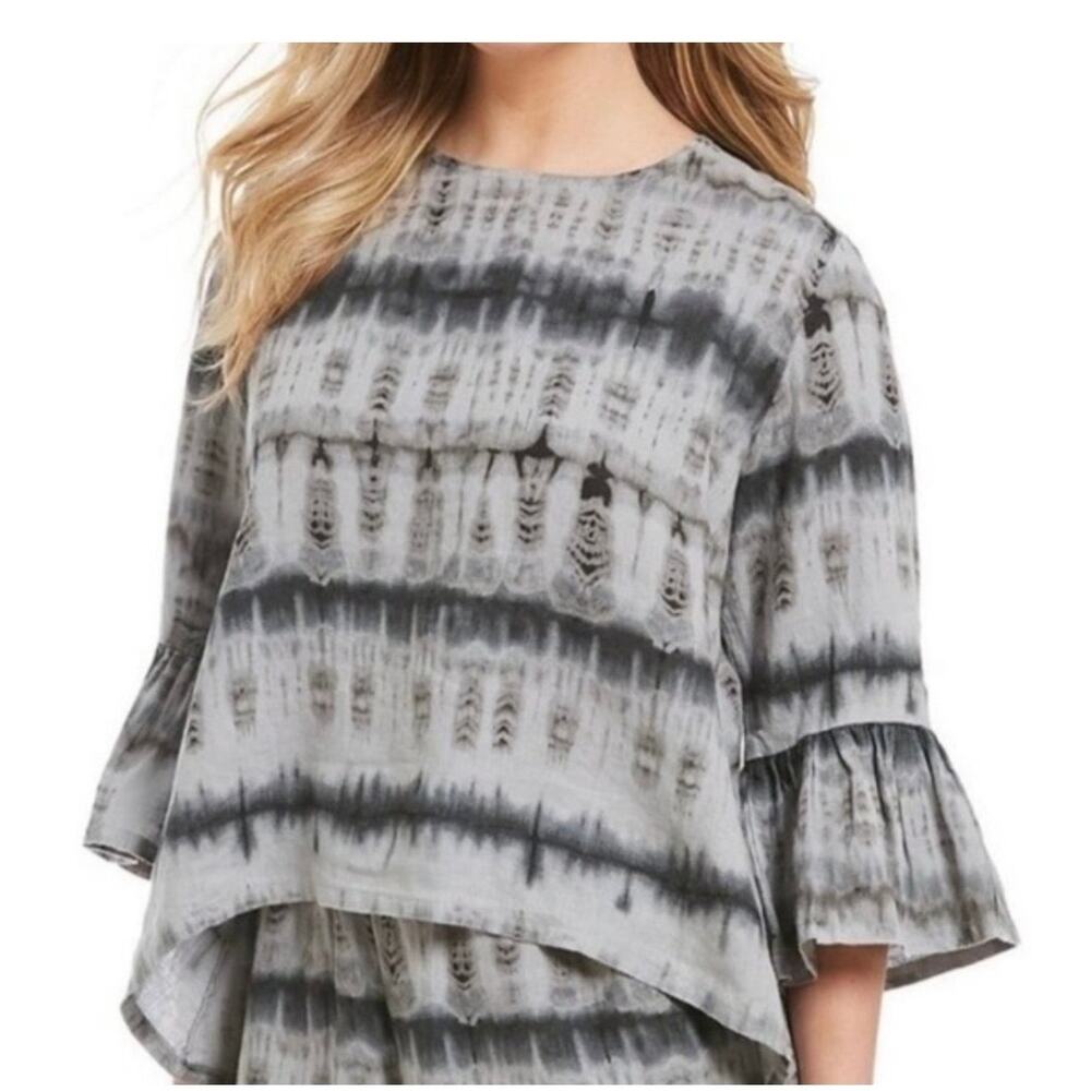 Bryn Walker Fran Linen Shibori Tie Dye Blouse M